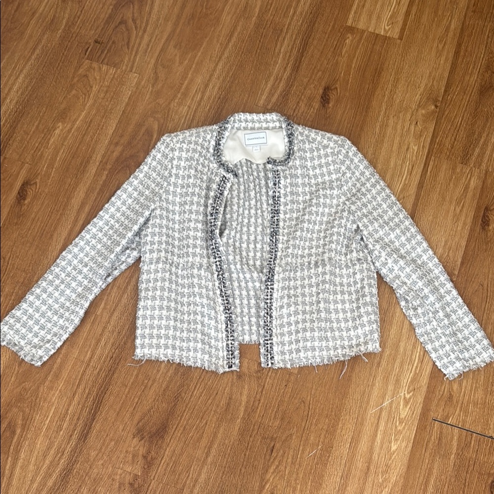 Charter Club Gray Tweed Blazer Classic Tailored Design